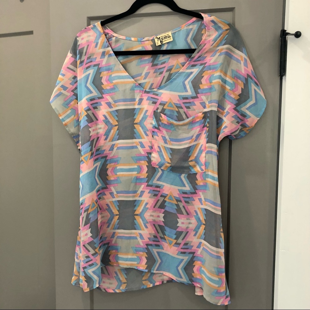 Show Me Your MuMu sheer multicolored blouse